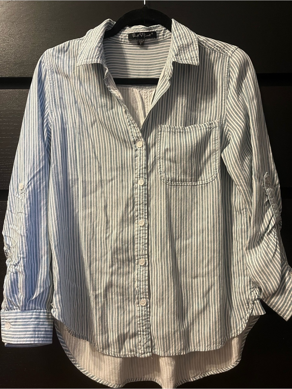 💙Velvet Heart Blue White Blouse S Hamptons Coastal Grandmother Preppy